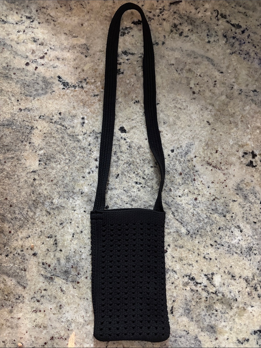 Black Knit Crossbody Wallet/Phone Bag